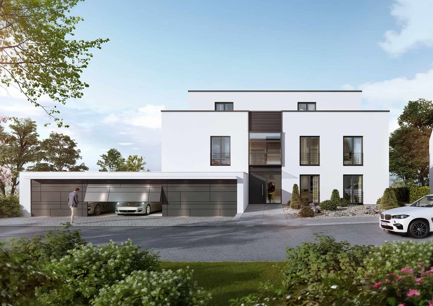 Visualisierung des Wohnhauses in Berghofen von der Straße